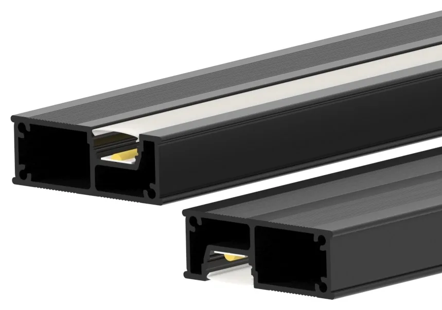 GlowFrame LED profile in matte black finish