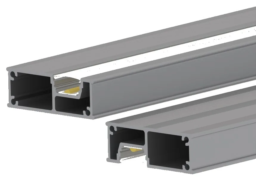 GlowFrame LED profile in anodised silver aluminium finish